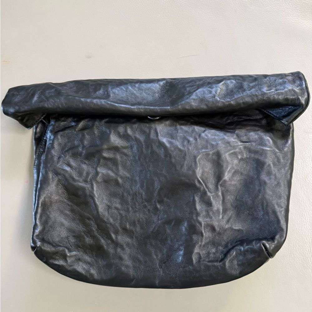 Michael Kors Collection Maggie Crackled Leather Lunch Bag Clutch - Black NWOT - Picture 3 of 6